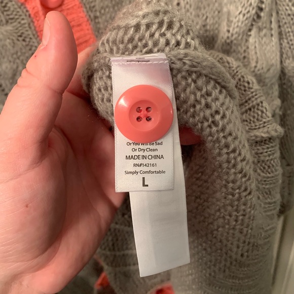 LLR Lucille Cardigan, Oversized, Gray and Pink - Picture 4 of 15